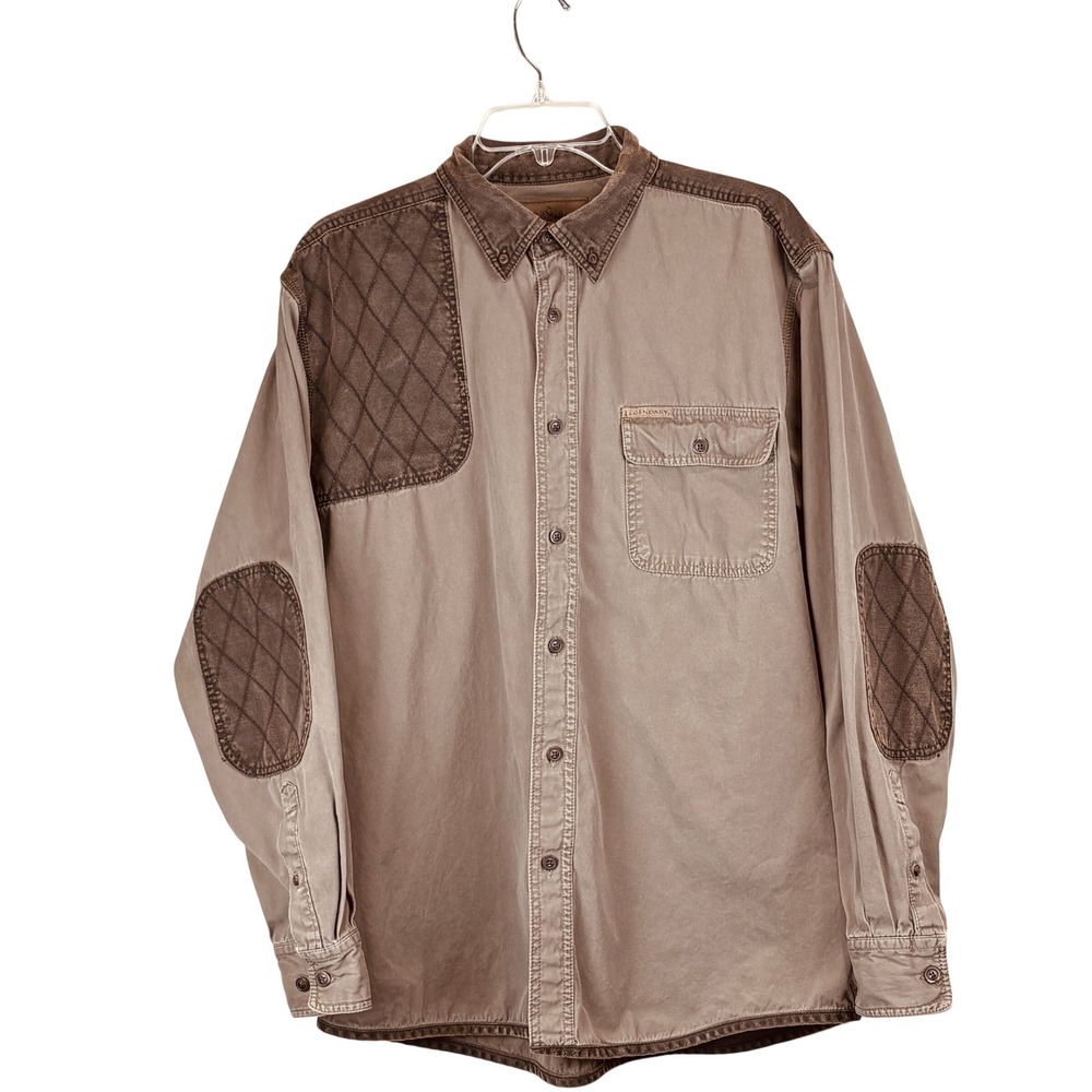 Legendary Whitetails Large Long Sleeve Button Up Shirt Brown Shooting Patch
